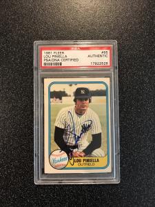 1981 Fleer Lou Piniella Autographed Card