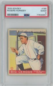 1933 Goudey Rogers Hornsby Rookie PSA 2 Card