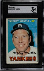 1967 Topps Mickey Mantle Yankees SGC 3 Card