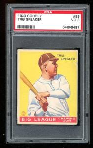 1933 Goudey Tris Speaker Card #89 PSA 3