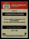 Willie Randolph 2022 Topps Chrome Auto Refractor