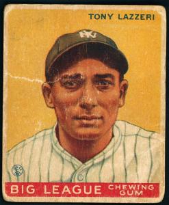 1933 World Wide Gum V353 Tony Lazzeri Card