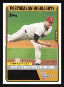 2005 Topps Roger Clemens Postseason Highlights Card