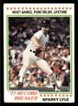 1978 Topps Sparky Lyle New York Yankees Card