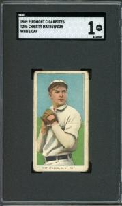 1909 T206 Christy Mathewson White Cap Card
