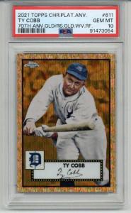 2021 Topps Chrome Ty Cobb Gold Wave Refractor