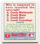 1987 Sportflics Trivia Insert #5 Candy Cummings
