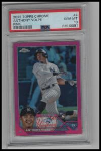 2023 Topps Chrome Anthony Volpe Pink Refractor PSA 10