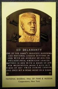 Ed Delahanty Gold Hall of Fame Plaque Postcard