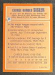 1985 Topps George Sisler All-Time Record Card #33