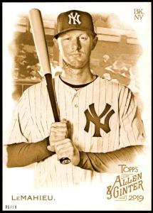 DJ LeMahieu 2019 Allen & Ginter Gold Card #266