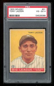 1933 Goudey Tony Lazzeri Card PSA 4