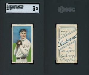 1909 T206 Christy Mathewson Dark Cap Giants Card