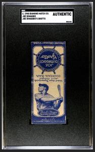 Joe DiMaggio 1940 Diamond Match Co. Card