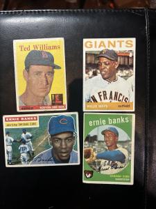 Ernie Banks, Ted Williams, Willie Mays Vintage Cards