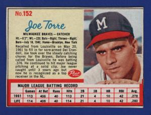 1962 Joe Torre Rookie Card #152 - HOF