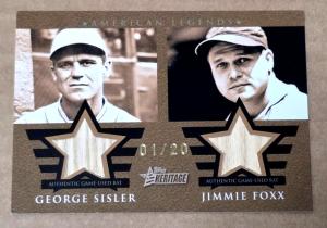 2009 Topps American Heritage George Sisler Jimmie Foxx Dual Bat