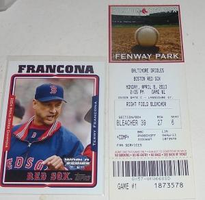 Terry Francona 2013 Boston Red Sox Ticket Card
