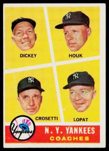 1960 Topps #465 Yankees Coaches Card - Bill Dickey