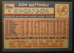 Don Mattingly 1984 Topps Rookie Baseball Card