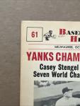 1960 NU-CARD Hi-Lites Casey Stengel Yankees Card