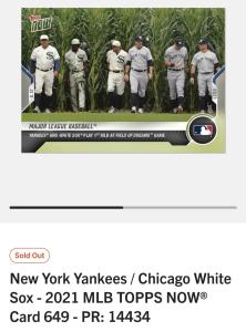 2021 Topps Now Yankees vs. White Sox Card