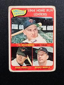 1965 Mickey Mantle Killebrew Topps Home Run Card