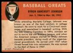 1961 Fleer Baseball Greats Ban Johnson Card