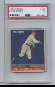 1933 Goudey Earle Combs Baseball Card #103