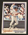 1978 Topps Bucky Dent Baseball Card #335 Yankees