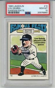 1980 Lou Gehrig Famous Feats PSA 10 Card