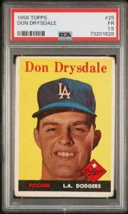 1958 Topps Don Drysdale Dodgers Baseball Card PSA 1.5