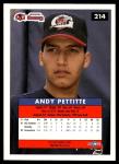 1992 Fleer Excel Andy Pettitte Rookie Card #214