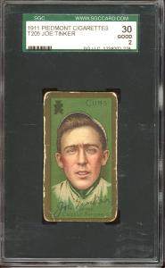1911 T205 Joe Tinker Baseball Card SGC 2