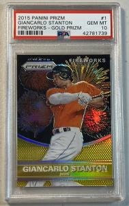 Giancarlo Stanton 2015 Prizm Gold Fireworks PSA 10