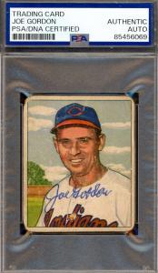 Joe Gordon Signed 1950 Bowman Card with PSA DNA