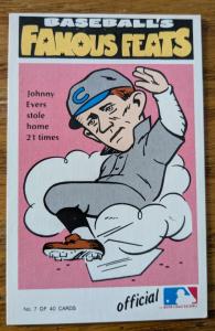 1972 Fleer Johnny Evers Baseball Card - Cubs