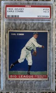 1933 Goudey Earle Combs HOF Baseball Card #103