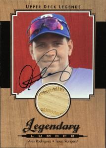 2001 UD Legends Alex Rodriguez Autographed Game Bat