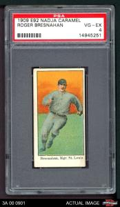 1909 Nadja Caramel E92 Roger Bresnahan Cardinals Card