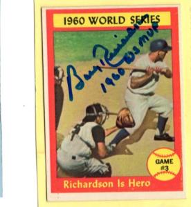 Bobby Richardson Autographed 1961 Topps Yankees Card