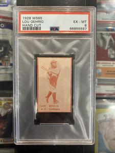 1928 Lou Gehrig W565 Hand Cut PSA 6 Card