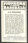 1975 Fleer Laughlin Baseball Pioneers #4 Spalding