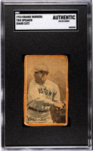 1910 Tris Speaker Orange Borders Baseball Card
