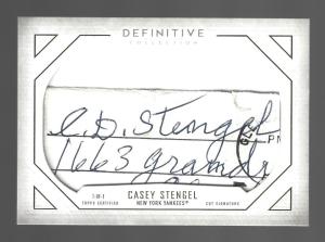 Casey Stengel 2019 Topps Definitive 1/1 Autograph