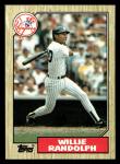 1987 Topps Willie Randolph New York Yankees Card