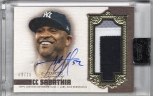 2019 Topps Dynasty CC Sabathia Patch Auto /10