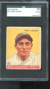 1933 Goudey Tony Lazzeri Yankees Graded Baseball Card