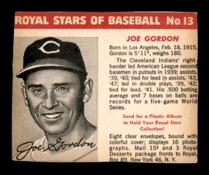 1950 Royal Desserts Joe Gordon Baseball Card 13