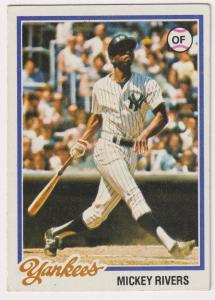 1978 Topps Mickey Rivers New York Yankees Card